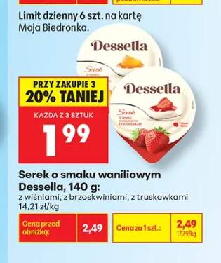 Serek o smaku waniliowym Dessella z brzoskwiniami +2 warianty