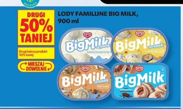 Lody familijne Big Milk Intense śmietankowy +3 warianty