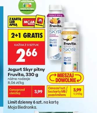 Jogurt Skyr pitny Fruvita mango marakuja +1 wariant