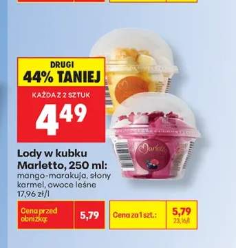 Lody w kubku Marletto mango-marakuja +2 warianty