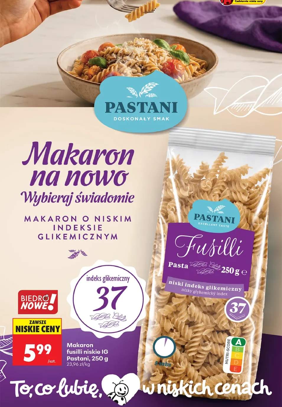 Makaron fusilli niskie IG Pastani