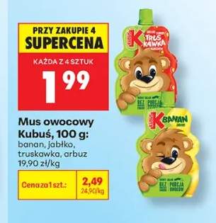 Mus owocowy banan Kubuś +3 warianty