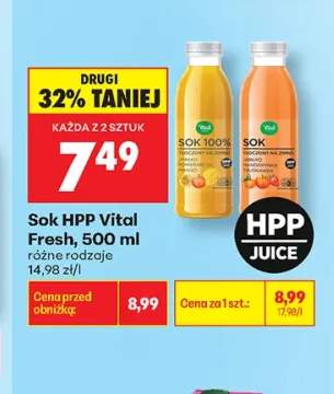 Sok HPP jabłko pomarańcza mango Vital Fresh +1 wariant