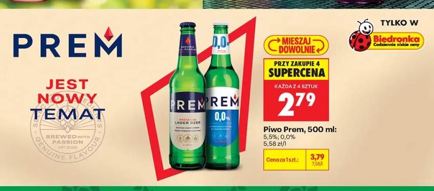 Piwo Prem Premium Lager +1 wariant