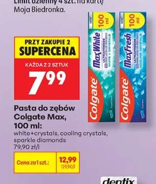 Pasta do zębów Colgate Max White Crystals +2 warianty