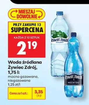 Woda źródlana mocno gazowana Żywiec Zdrój +1 wariant