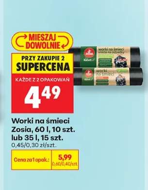 Worki na śmieci Zosia 60 l +1 wariant