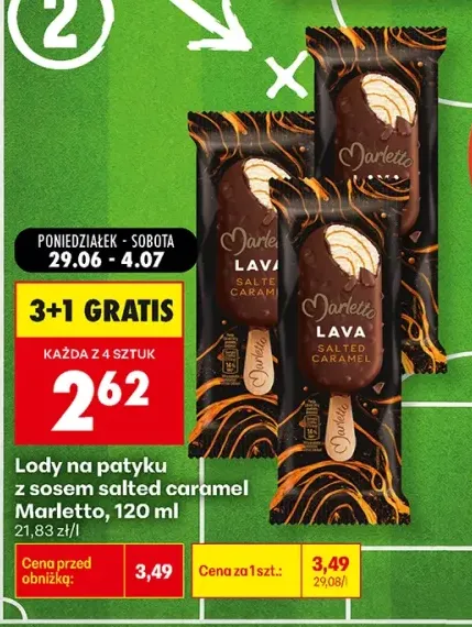 Lody na patyku z sosem salted caramel Marletto Lava