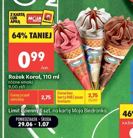 Lody Rożek Koral truskawkowy