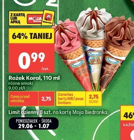 Lody Rożek Koral truskawkowy
