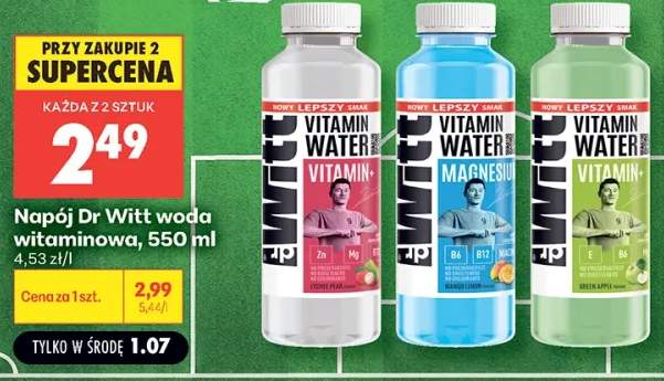 Napój Dr Witt woda witaminowa Vitamin+ o smaku zielonego jabłka +2 warianty