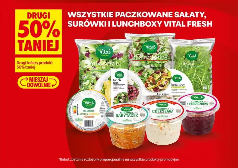 Paczkowane sałaty, surówki i lunchboxy Vital Fresh +8 wariantów