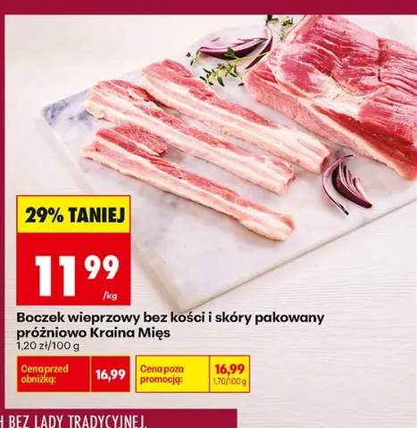 Boczek wieprzowy bez kości i skóry pakowany próżniowo Kraina Mięs