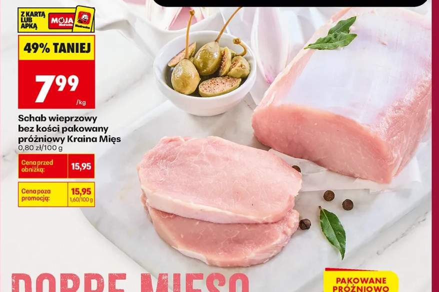 Schab wieprzowy bez kości pakowany próżniowo Kraina Mięs