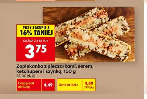 Zapiekanka z pieczarkami, serem, ketchupem i szynką