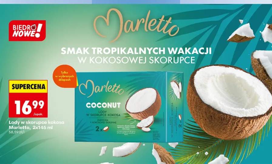 Lody w skorupce kokosa Marletto 2-pak