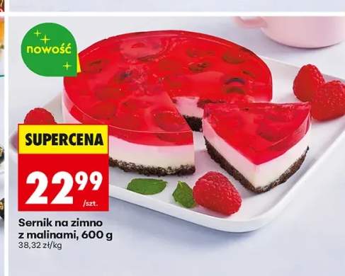 Sernik na zimno z malinami