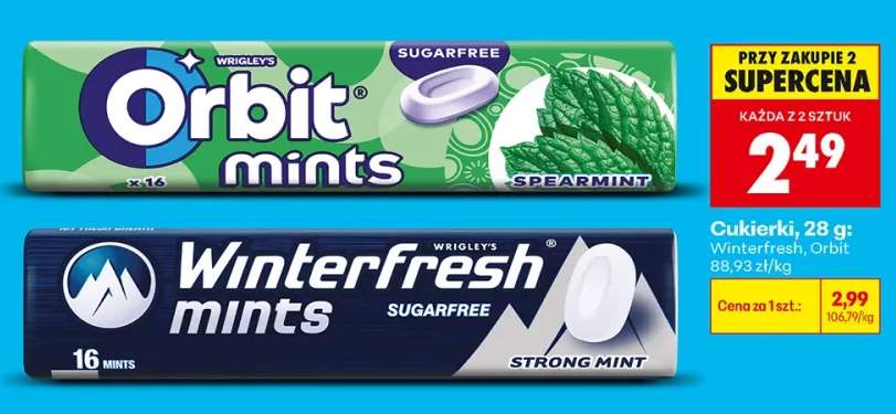 Cukierki Orbit mints Spearmint +1 wariant