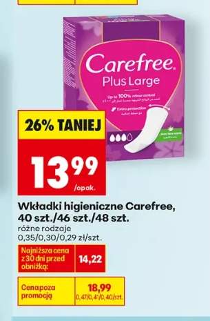 Wkładki higieniczne Carefree Plus Large