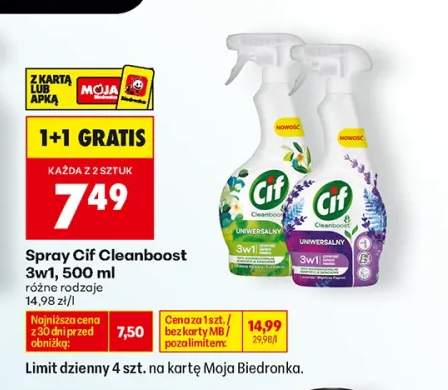 Spray do czyszczenia Cif Cleanboost 3w1 Uniwersalny +1 wariant
