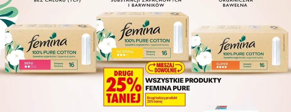 Tampony Femina Pure Cotton Normal +3 warianty