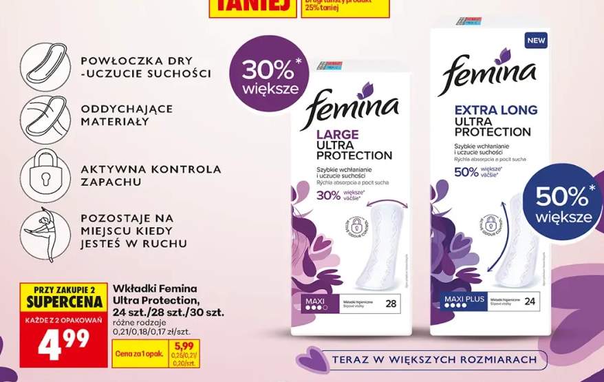 Wkładki higieniczne Femina Large Ultra Protection +1 wariant