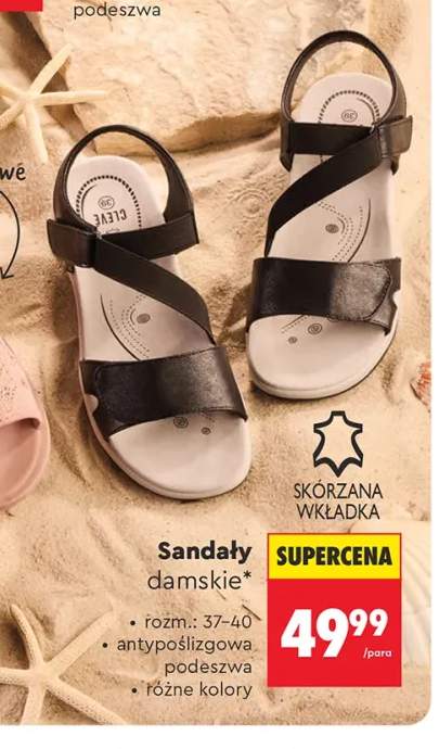 Sandały damskie skórzana wkładka Clevé
