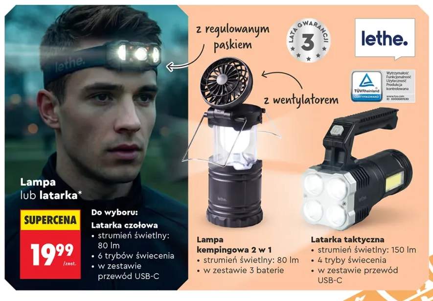 Latarka czołowa Lethe +2 warianty
