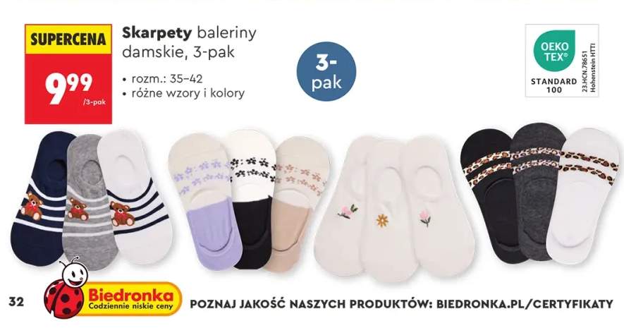 Skarpety baleriny damskie 3-pak