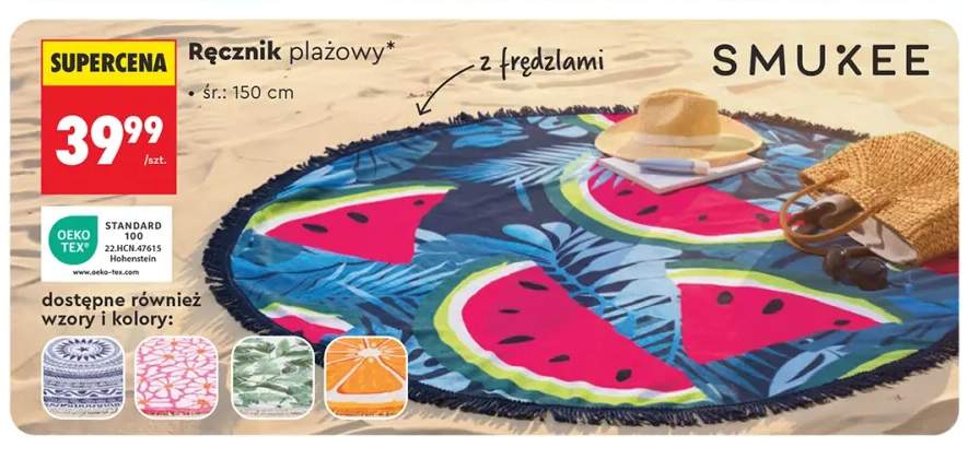 Ręcznik plażowy z frędzlami Smukee
