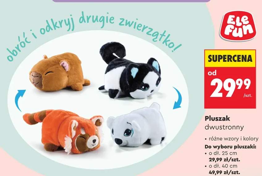 Pluszak dwustronny EleFun 25 cm