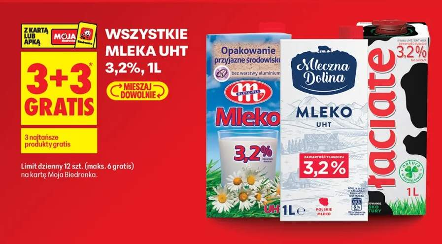 Mleko UHT 3,2% 1 l +3 warianty