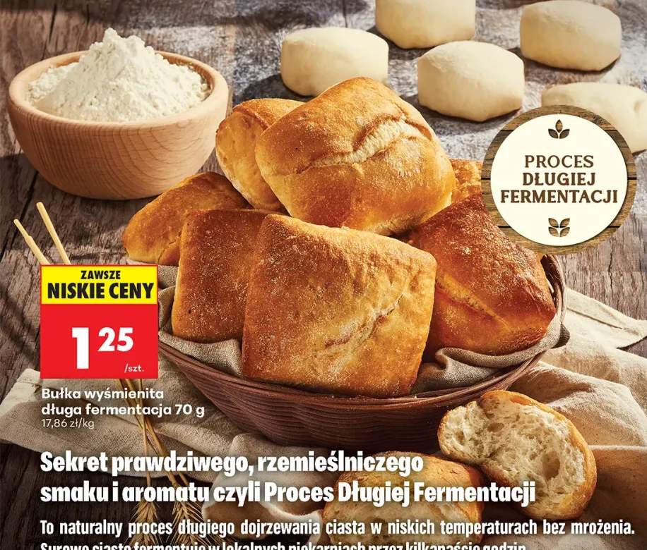 Bułka wyśmienita długa fermentacja Piekarnia Biedronki