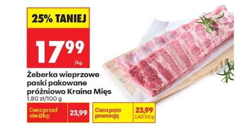 Żeberka wieprzowe paski pakowane próżniowo Kraina Mięs