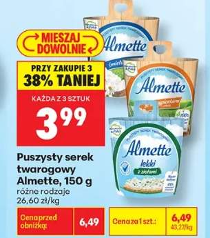 Puszysty serek twarogowy Almette śmietankowy +2 warianty