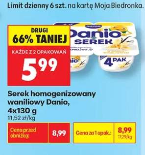 Serek homogenizowany waniliowy Danio 4-pak