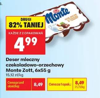 Deser mleczny czekoladowo-orzechowy Monte Zott 6-pak