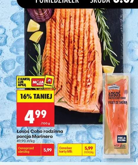 Łosoś Coho rodzinna porcja ze skórą Marinero