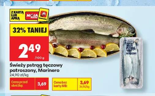 Świeży pstrąg tęczowy patroszony Marinero