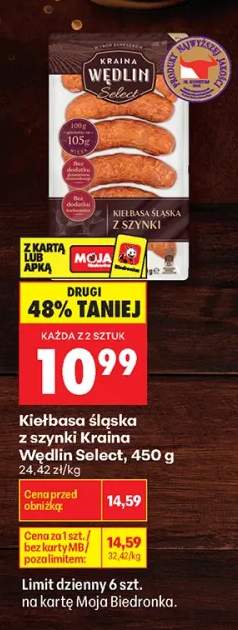 Kiełbasa śląska z szynki Kraina Wędlin Select