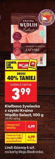 Kiełbasa żywiecka z szynki Kraina Wędlin Select