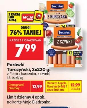 Parówki z fileta z kurczaka Tarczyński +1 wariant