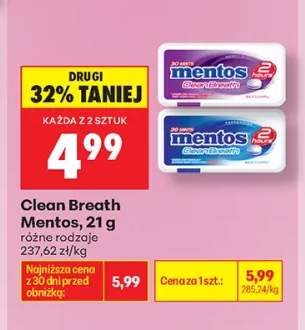 Pastylki Mentos Clean Breath Intense Mint +1 wariant