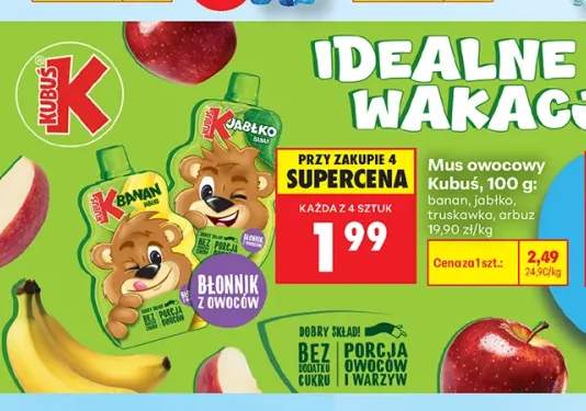 Mus owocowy Kubuś banan +3 warianty