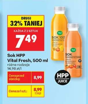 Sok HPP Vital Fresh jabłko pomarańcza mango +1 wariant