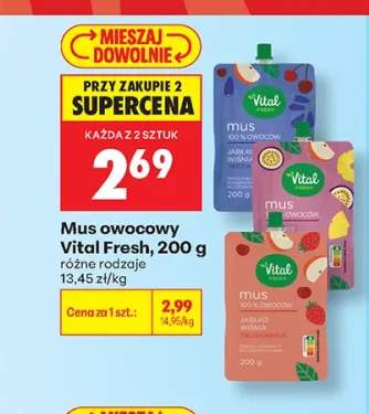 Mus owocowy Vital Fresh jabłko wiśnia jagoda +1 wariant