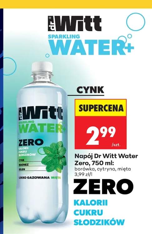 Napój Dr Witt Water Zero borówka +2 warianty