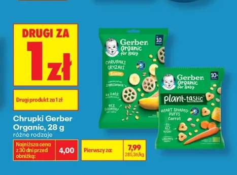 Chrupki Gerber Organic for Baby Chrupaki Gryzaki Banan +1 wariant