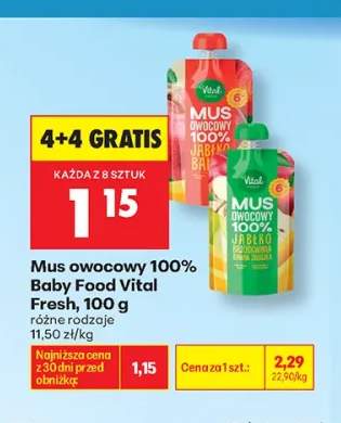 Mus owocowy Vital Fresh Jabłko Brzoskwinia Banan Gruszka +1 wariant