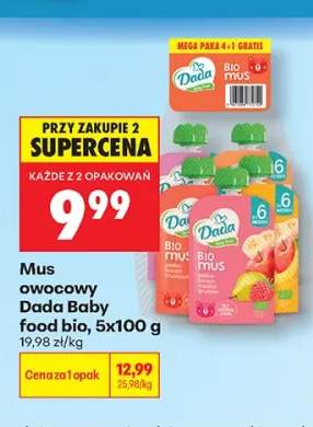 Mus owocowy Dada Bio Mus Jabłko Banan Truskawka 5-pak +1 wariant